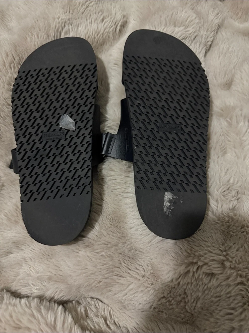 Hermes Black Double-Strap Slide Sandals